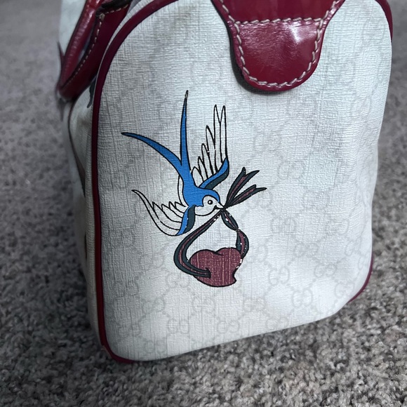 Gucci Coated Canvas Monogram Medium Tattoo Birds Joy Boston bag - Picture 8 of 9